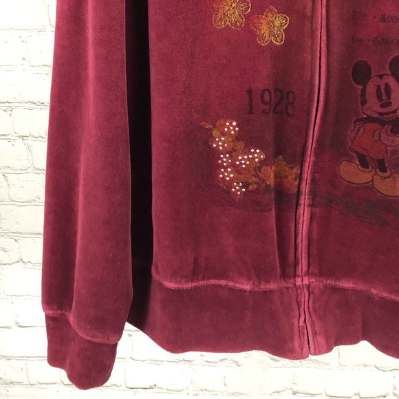 HOODIE - Women's Disney with Mickey Mouse velvety burgundy hoodie. Size large. - Picture 8 of 15